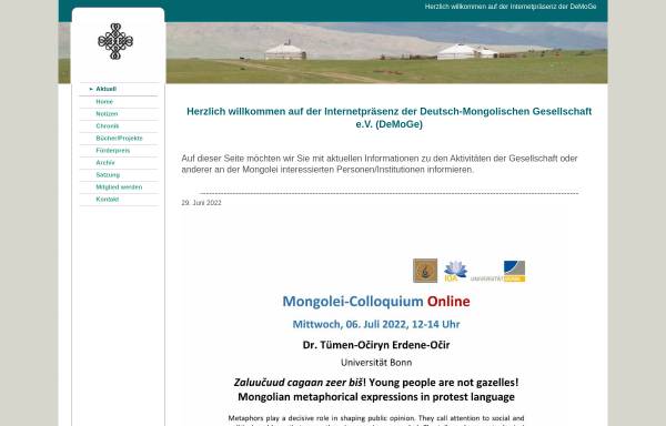 Vorschau von www.mongolei.org, Deutsch-Mongolische Gesellschaft e.V.