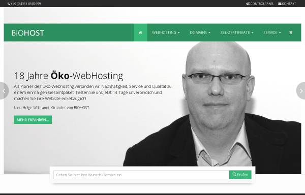 Vorschau von www.biohost.de, Biohost.de – Öko Webhosting