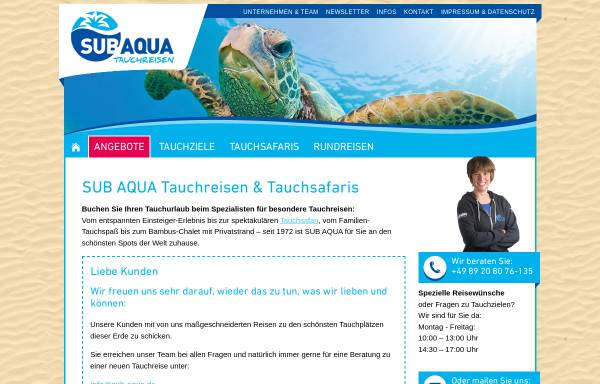 Vorschau von www.sub-aqua.de, Sub Aqua Reisen