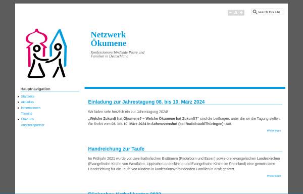 Vorschau von netzwerk-oekumene.de, Netzwerk Ökumene - konfessionsverbindende Paare und Familien in Deutschland
