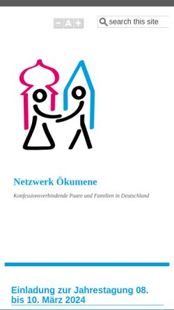 Vorschau der mobilen Webseite netzwerk-oekumene.de, Netzwerk Ökumene - konfessionsverbindende Paare und Familien in Deutschland