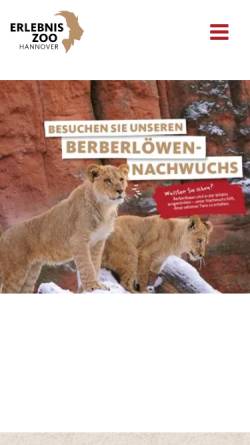 Vorschau der mobilen Webseite www.zoo-hannover.de, Zoo Hannover GmbH