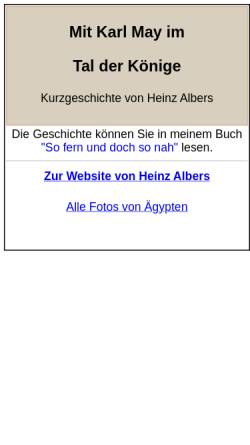Vorschau der mobilen Webseite www.heinzalbers.org, Mit Karl May im Tal der Könige [Heinz Albers]