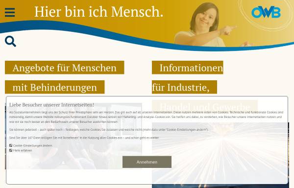 Vorschau von www.owb.de, Oberschwäbische Werkstätten für Behinderte gGmbH