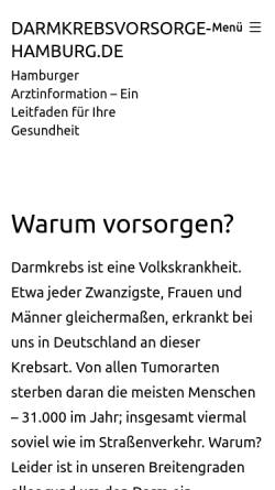 Vorschau der mobilen Webseite www.darmkrebsvorsorge-hamburg.de, Darmkrebsvorsorge in Hamburg