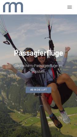 Vorschau der mobilen Webseite rmgleitschirm.ch, Rolf Müller