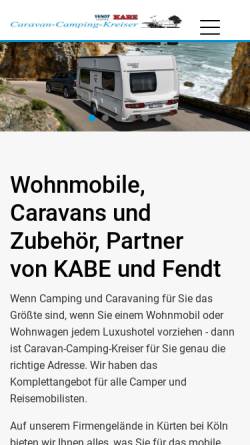 Vorschau der mobilen Webseite www.caravan-kreiser.de, Caravan-Camping Kreiser