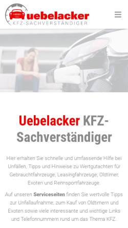 Vorschau der mobilen Webseite fahrzeugschaden.com, Kfz-Sachverständigenbüro Harald B. Uebelacker