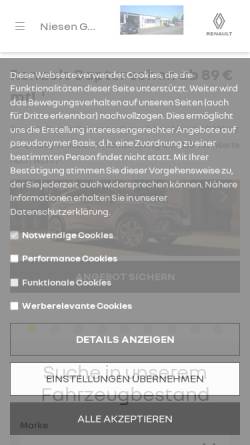 Vorschau der mobilen Webseite www.autohaus-niesen.de, Niesen GmbH