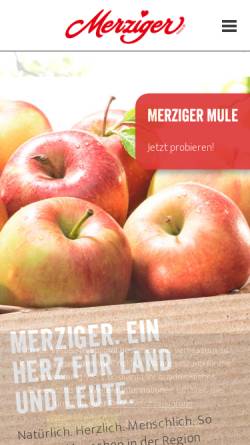 Vorschau der mobilen Webseite merziger.de, Merziger Fruchtgetränke GmbH