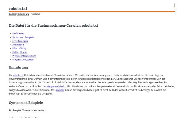 Vorschau von www.suchmaschinen-doktor.de, Suchmaschinen Doktor: robots.txt