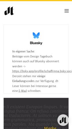 Vorschau der mobilen Webseite www.designtagebuch.de, Design Tagebuch