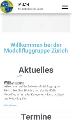 Vorschau der mobilen Webseite mgzh.ch, Modellfluggruppe Zürich
