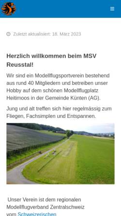 Vorschau der mobilen Webseite www.msv-reusstal.ch, Modellflugsportverein Reusstal, Kuenten