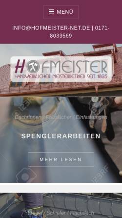 Vorschau der mobilen Webseite www.hofmeister-net.de, Bauspenglerei & Installation Hofmeister