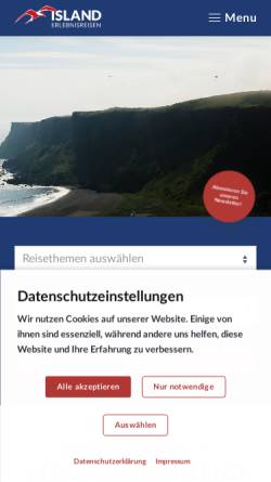 Vorschau der mobilen Webseite islanderlebnis.de, Island Erlebnisreisen GmbH