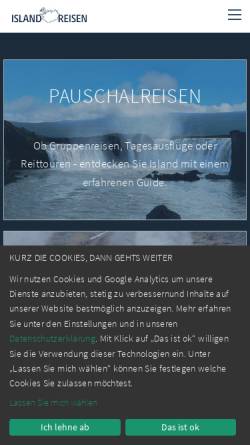 Vorschau der mobilen Webseite www.island-reisen.de, Island Reisen
