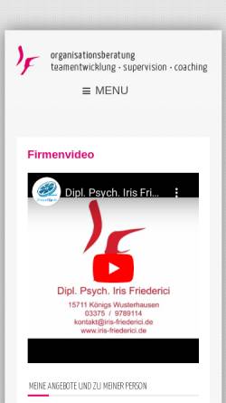 Vorschau der mobilen Webseite www.iris-friederici.de, Iris Friederici Organisationsberatung Teamentwicklung Supervision