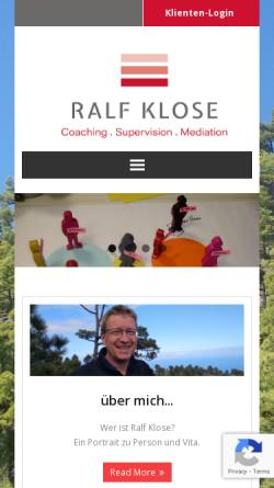 Vorschau der mobilen Webseite www.ralfklose.de, Ralf Klose - Praxis für Coaching und Supervision