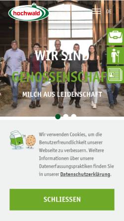Vorschau der mobilen Webseite www.hochwald.de, Hochwald Nahrungsmittelwerke GmbH