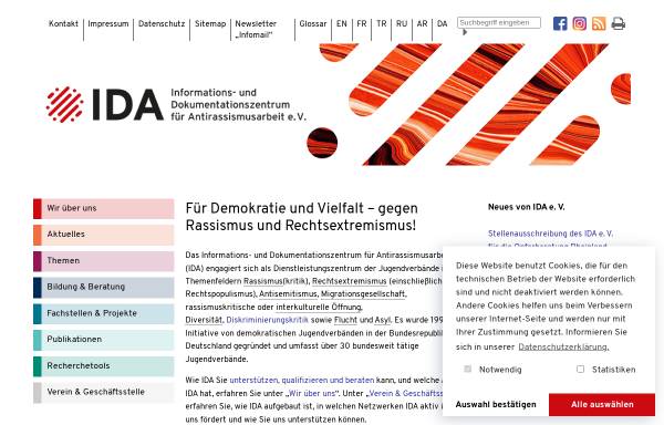 Vorschau von www.idaev.de, Informations- und Dokumentationszentrum für Antirassismusarbeit e.V.