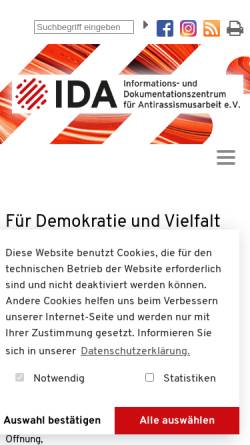Vorschau der mobilen Webseite www.idaev.de, Informations- und Dokumentationszentrum für Antirassismusarbeit e.V.