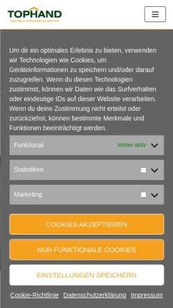Vorschau der mobilen Webseite tophand-hamburg.de, Tophand