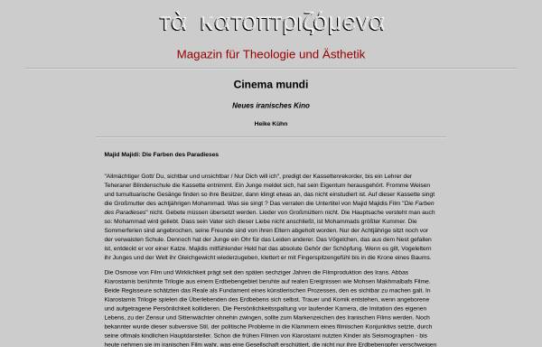 Vorschau von www.theomag.de, Magazin für Theologie und Ästhetik: Neues iranisches Kino