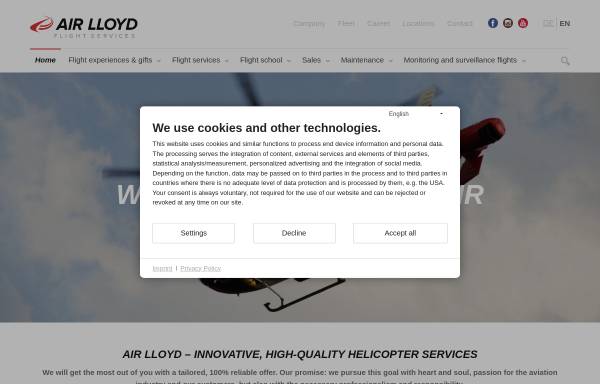Vorschau von www.air-lloyd.de, Air Lloyd Luftfahrt Technik GmbH