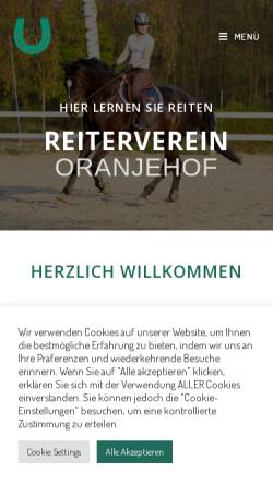 Vorschau der mobilen Webseite oranjehof.de, Reitverein Oranjehof