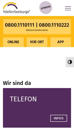 Vorschau der mobilen Webseite www.telefonseelsorge.de, Telefonseelsorge Deutschland