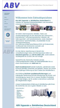 Vorschau der mobilen Webseite www.abv-edelstahlbehaelter.com, ABV Apparate und Behältervertrieb GmbH