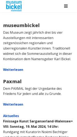 Vorschau der mobilen Webseite www.museumbickel.ch, Walenstadt, Museumbickel