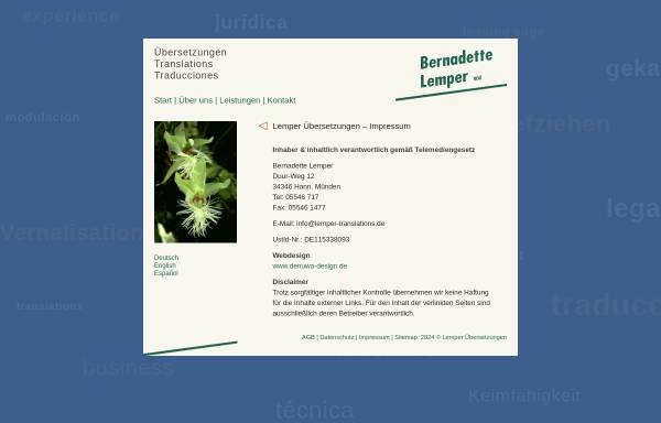 Vorschau von www.lemper-translations.de, Bernadette Lemper Übersetzungen
