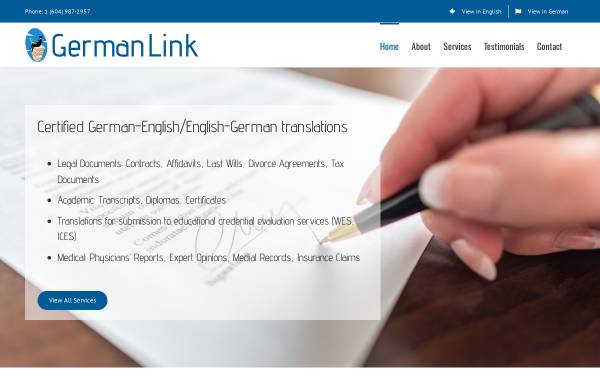Vorschau von www.german-link.com, German Link Translation Services Inc.