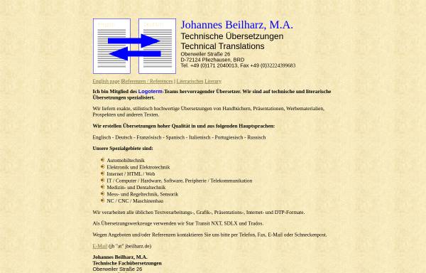 Vorschau von www.jbeilharz.de, Johannes Beilharz, M.A.