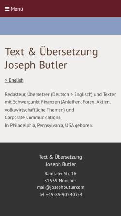 Vorschau der mobilen Webseite josephbutler.com, Joseph Butler