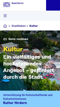 Vorschau der mobilen Webseite www.stadt-zuerich.ch, Zürich, Helmhaus