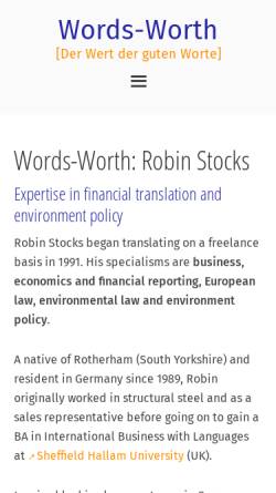 Vorschau der mobilen Webseite words-worth.de, Words-Worth - Carol Gehrke-Stocks & Robin Stocks GbR