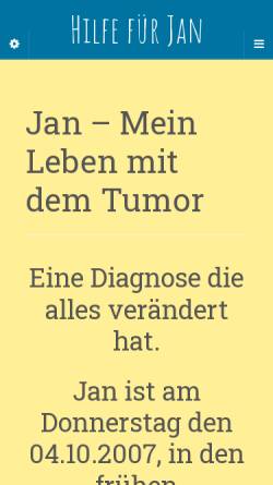 Vorschau der mobilen Webseite www.hilfe-fuer-jan.de, Jan - Mein Leben mit dem Tumor