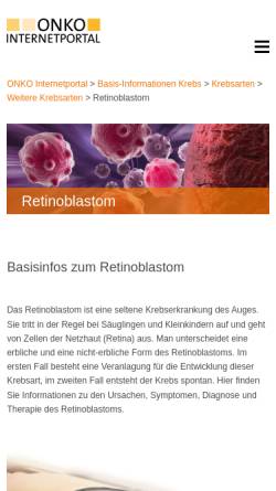 Vorschau der mobilen Webseite www.krebsgesellschaft.de, Retinoblastom