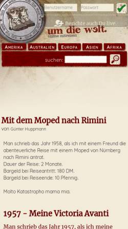 Vorschau der mobilen Webseite www.umdiewelt.de, Mit dem Moped nach Rimini [Günter Huppmann]