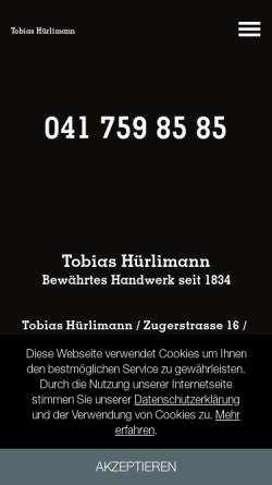 Vorschau der mobilen Webseite www.tobias-huerlimann.ch, Tobias Hürlimann, Walchwil, Sanitär, Heizung und Schlosserei