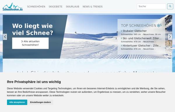 Vorschau von www.schneehoehen.de, Schneehoehen.de