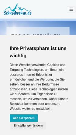 Vorschau der mobilen Webseite www.schneehoehen.de, Schneehoehen.de