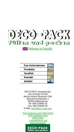 Vorschau der mobilen Webseite www.deco-pack.com, Deco-Pack Verpackungs- und Vertriebs-GmbH