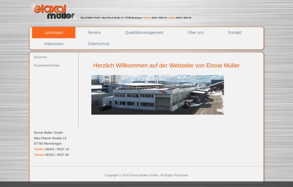 Vorschau von www.eloxal-mueller.de, Eloxal Müller GmbH