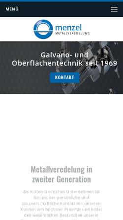 Vorschau der mobilen Webseite www.menzel-metallveredelung.de, Menzel Metallveredelung GmbH & Co. KG