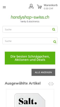 Vorschau der mobilen Webseite handyshop-swiss.ch, SWISO GmbH
