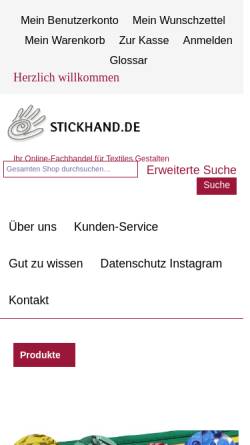 Vorschau der mobilen Webseite www.stickhand.de, Stickhand
